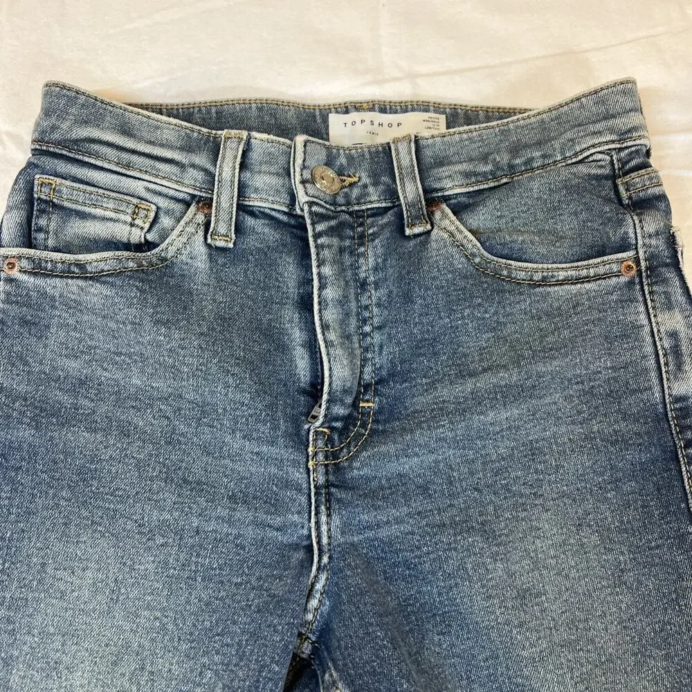TopShop Womens‎ Jamie Moto Jeans Size 26 / 28 Petite Distressed Skinny Denim #1
